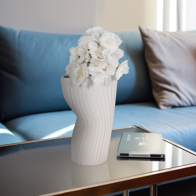 Evaris Curved Ribbed Vase